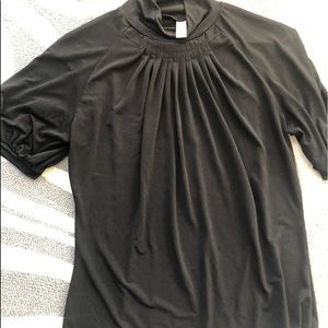 Black mock neck tee